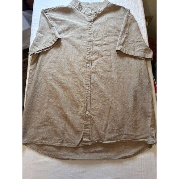 OUKU Mens Shirt Size X Large Mandarin Collar Short Sleeve Button Up - Picture 1 of 4